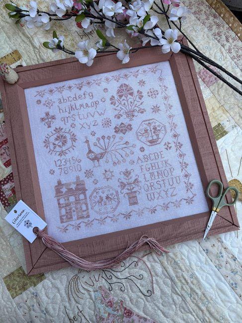 Pansy Patch Quilts and Stitchery "Pink Peacock Sampler" Counted Cross Stitch Pattern, Needlework Marketplace 2025