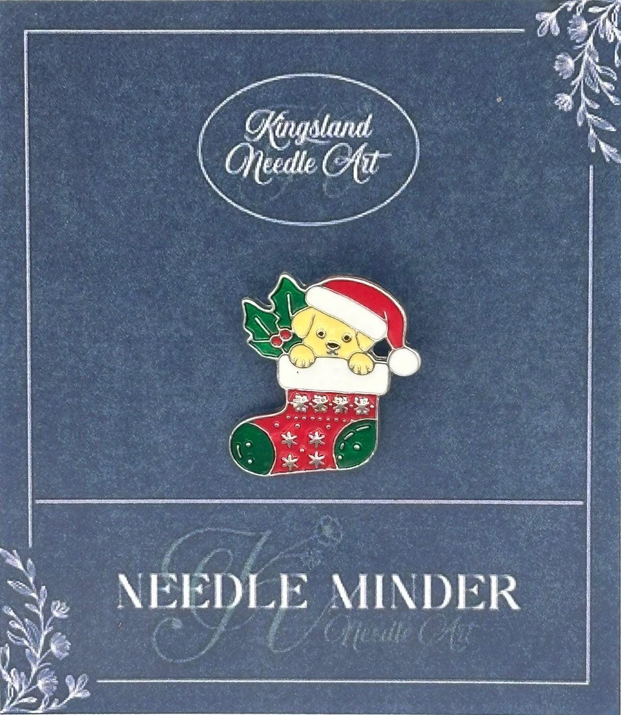 KINGSLAND NEEDLE MINDER ~ Puppy Christmas Stocking Needle Minder, Needle Dock, Needle Nanny, Canvas Magnet, Needle Garage, Needleminder