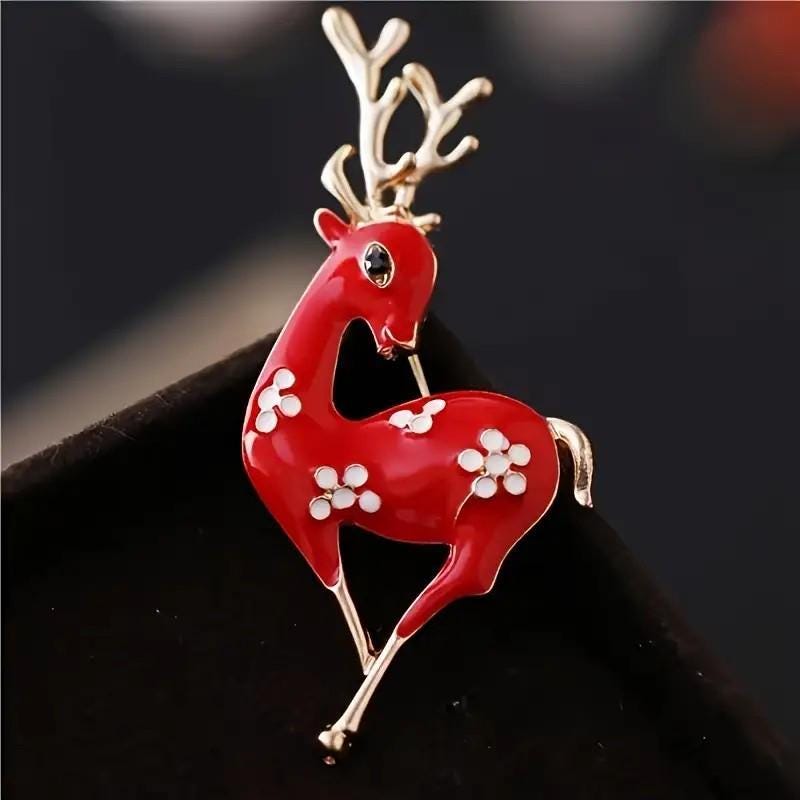BROOCH ~ Plum Blossom Deer Brooch ~ Jewelry, Holidays, Great Gift Idea, Pin