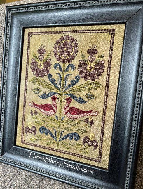 THREE SHEEP STUDIO "1750 Lancaster County Fraktur" Design by Rose Clay, Counted Cross Stitch Pattern, Chart, Pattern Only