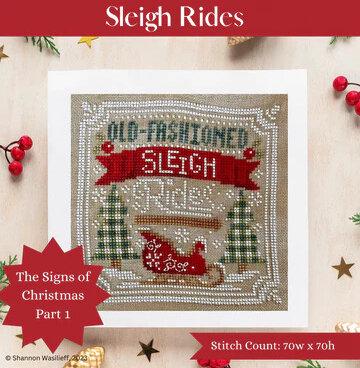 SHANNON CHRISTINE DESIGNS "Sleigh Rides" Counted Cross Stitch Pattern, Chart, The Signs of Christmas Series Part 1, Pattern Only