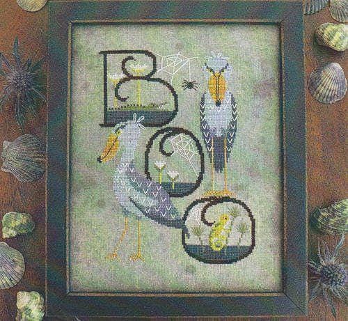 THE BLUE FLOWER "Spooky Shoebill"  Counted Cross Stitch Pattern  Pattern Only