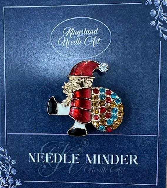 KINGSLAND NEEDLE MINDER ~ Marching Santa Needle Minder, Needle Dock, Canvas Magnet, Needle Garage, Needleminder