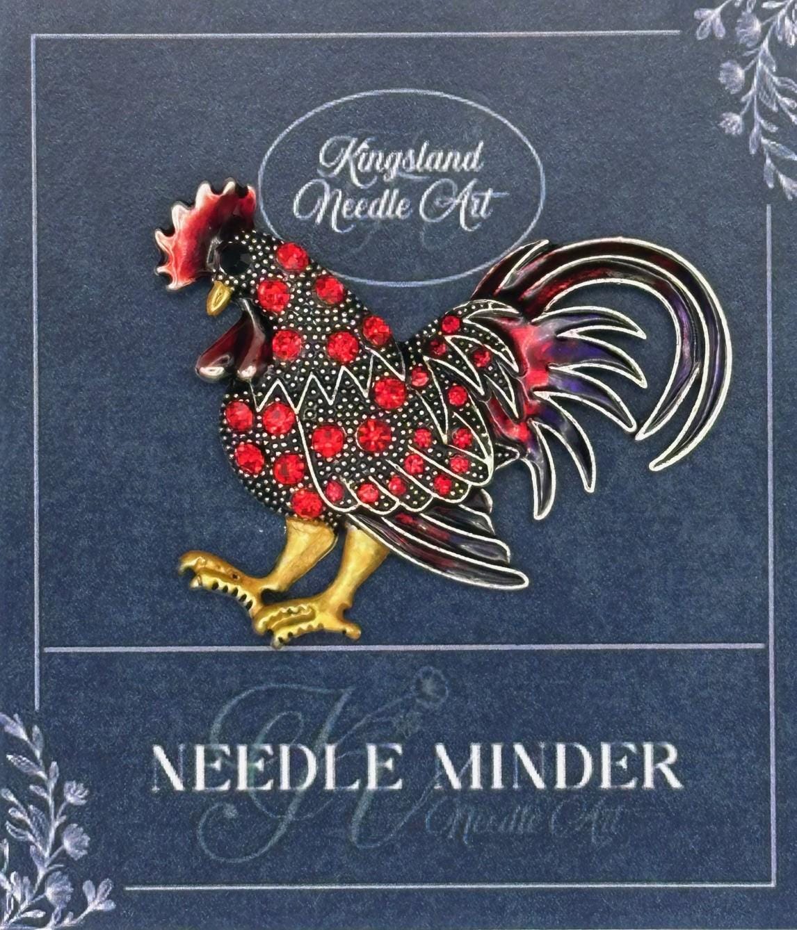 KINGSLAND NEEDLE MINDER ~ Red Rooster Needle Minder, Needle Dock, Needle Nanny, Canvas Magnet, Needle Garage, Needleminder