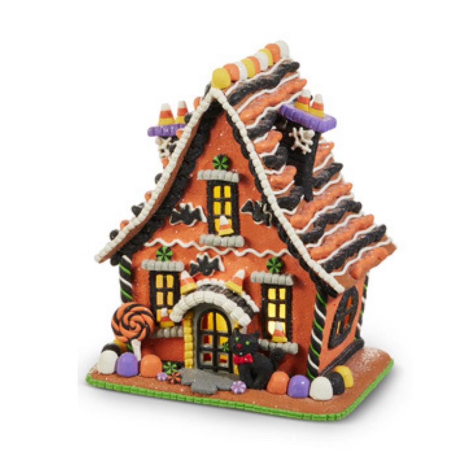 Halloween Decorations ~ Lighted Halloween Gingerbread House ~ 9.5" (Set of 2) ~ Halloween Decor K132 ~ New for 2025