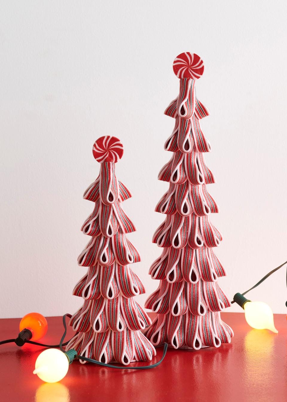 Christmas Trees ~ 18" Red & White Ribbon Candy w/Sprinkles Set of 2 ~ Christmas K121 ~ Free Shipping ~ New for 2025