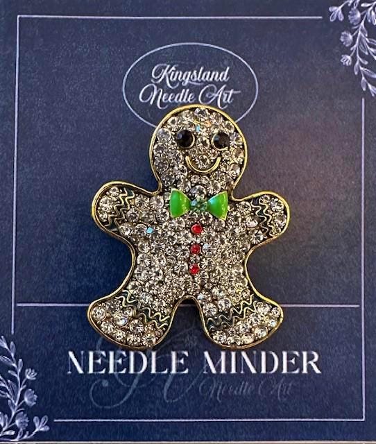 KINGSLAND NEEDLE MINDER ~ Gingerbread Man Needle Minder, Needle Dock, Canvas Magnet, Needle Garage, Needleminder ~ Adorable!