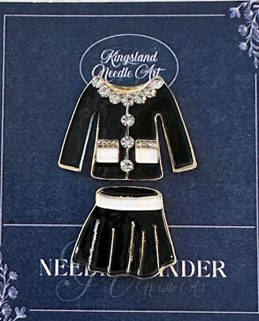 KINGSLAND NEEDLE MINDER ~ 2 pc. Coco Chanel Needle Minder, Needle Dock, Swarovski Crystal Enamel Magnet, Needle Garage, Needleminder