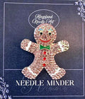 KINGSLAND NEEDLE MINDER ~ Pink Gingerbread Man Needle Minder, Needle Dock, Needle Nanny, Canvas Magnet, Needle Garage, Needleminder!