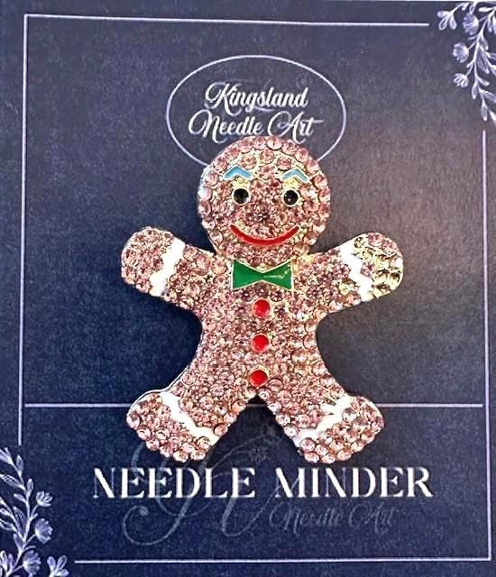 KINGSLAND NEEDLE MINDER ~ Pink Gingerbread Man Needle Minder, Needle Dock, Needle Nanny, Canvas Magnet, Needle Garage, Needleminder!