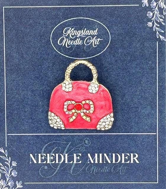 KINGSLAND NEEDLE MINDER ~ Red Handbag Needle Minder, Needle Dock, Needle Nanny, Canvas Magnet, Needle Garage, Needleminder