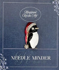 KINGSLAND NEEDLE MINDER ~ Santa Hat Penguin Needle Minder, Needle Dock, Swarovski Crystal Enamel Magnet, Needle Garage, Needleminder