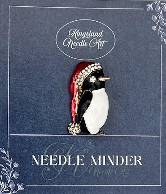 KINGSLAND NEEDLE MINDER ~ Santa Hat Penguin Needle Minder, Needle Dock, Swarovski Crystal Enamel Magnet, Needle Garage, Needleminder