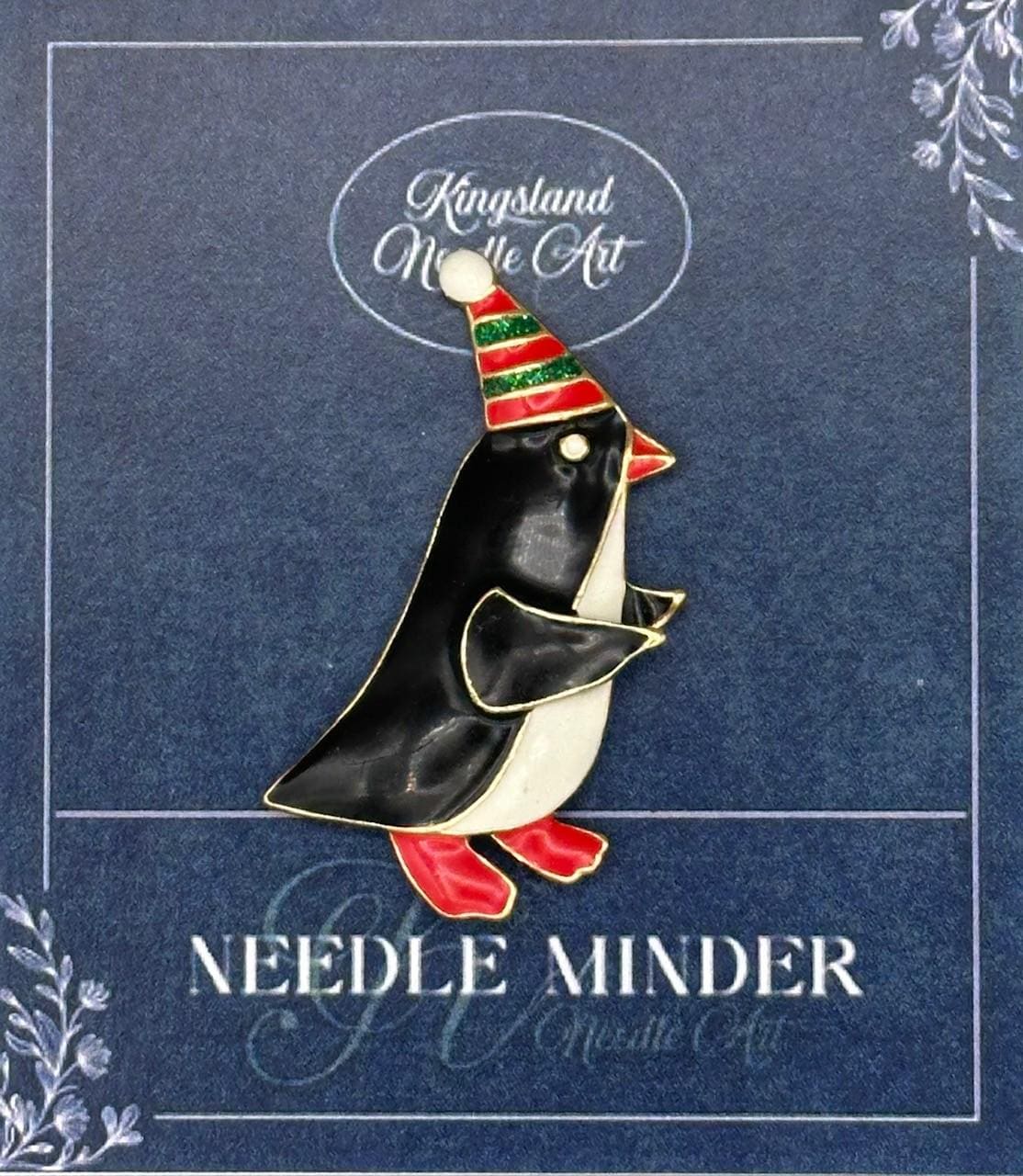 KINGSLAND NEEDLE MINDER ~ Christmas Penguin Needle Minder, Needle Dock, Needle Nanny, Canvas Magnet, Needle Garage, Needleminder