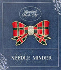 KINGSLAND NEEDLE MINDER ~ Christmas Tartan Bow Needle Minder, Needle Dock, Crystal Enamel Magnet, Needle Garage, Needleminder