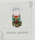 KINGSLAND NEEDLE MINDER ~ Orange Turquoise Owl Needle Minder, Needle Dock, Swarovski Crystal Enamel Magnet, Needle Garage, Needleminder