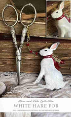 The PRIMITIVE HARE "White Hair Scissor Fob" Handmade in Italy ~ Needlework Marketplace 2025