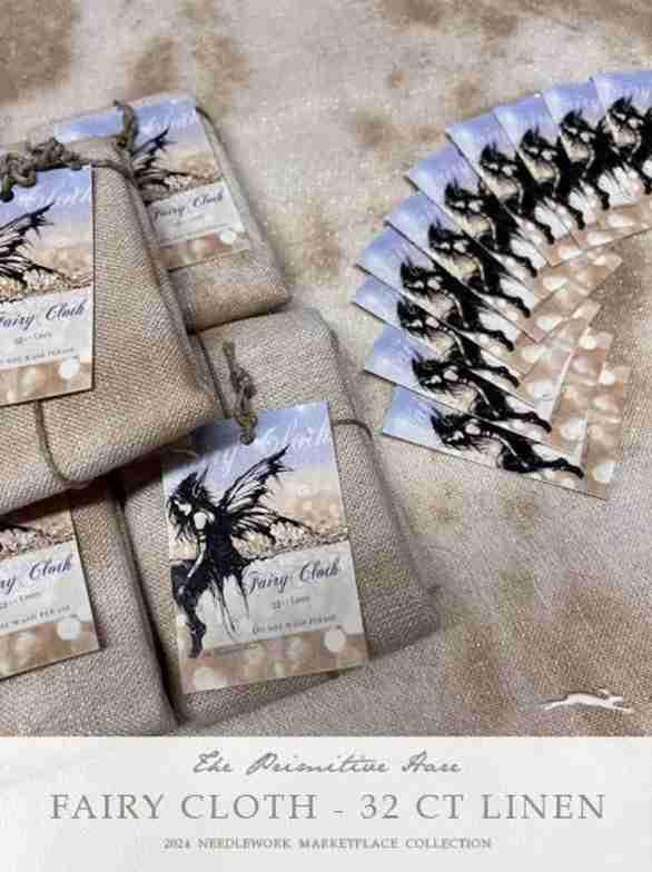 The PRIMITIVE HARE "Fairy Cloth 32ct Linen" Printed Hand Dyed Linen from Italy ~ Needlework Marketplace 2025