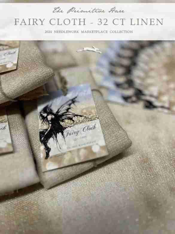 The PRIMITIVE HARE "Fairy Cloth 32ct Linen" Printed Hand Dyed Linen from Italy ~ Needlework Marketplace 2025