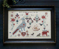 PLUM STREET SAMPLERS "Red Bull & Odd Bird"  Counted Cross Stitch Pattern  Sampler, Pattern Only