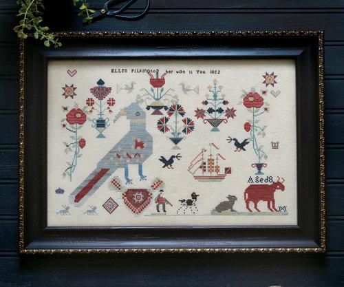 PLUM STREET SAMPLERS "Red Bull & Odd Bird"  Counted Cross Stitch Pattern  Sampler, Pattern Only
