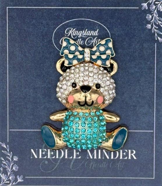 KINGSLAND NEEDLE MINDER ~ Blue Teddy Bear Needle Minder, Needle Dock, Needle Nanny, Canvas Magnet, Needle Garage, Needleminder