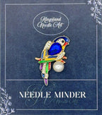 KINGSLAND NEEDLE MINDER ~ Blue Parrot Needle Minder, Needle Dock, Swarovski Crystal Enamel Magnet, Needle Garage, Needleminder