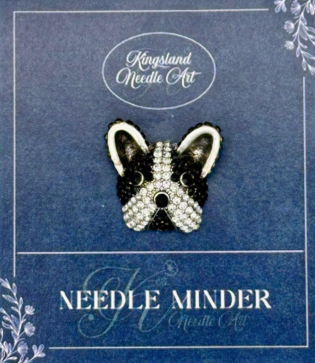 KINGSLAND NEEDLE MINDER ~ Dog Head Needle Minder, Needle Dock, Swarovski Crystal Enamel Magnet, Needle Garage, Needleminder