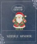 KINGSLAND NEEDLE MINDER ~ Santa and Christmas Wreath Needle Minder, Needle Dock, Enamel Magnet Needle Garage, Needleminder