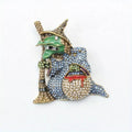 Large Rhinestone Halloween Witch Fashion Brooch