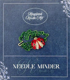 KINGSLAND NEEDLE MINDER ~ Ladybug Leaf Needle Minder, Needle Dock, Swarovski Crystal Enamel Magnet, Needle Garage, Needleminder