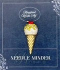KINGSLAND NEEDLE MINDER ~ Ice Cream Cone Needle Minder, Needle Dock, Crystal Enamel Magnet, Needle Garage, Needleminder