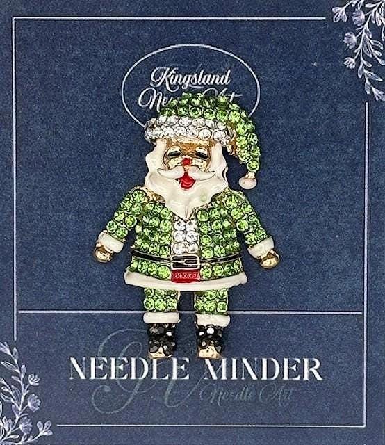 KINGSLAND NEEDLE MINDER ~ Green Santa Needle Minder, Needle Dock, Needle Nanny, Magnet, Needle Garage, Needleminder
