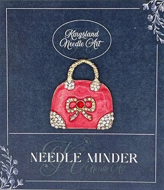 KINGSLAND NEEDLE MINDER ~ Red Handbag Needle Minder, Needle Dock, Needle Nanny, Canvas Magnet, Needle Garage, Needleminder