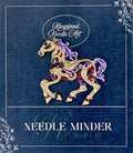 KINGSLAND NEEDLE MINDER ~ Purple Horse Needle Minder, Needle Dock, Crystal, Enamel, Magnet, Needle Garage, Needleminder