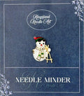KINGSLAND NEEDLE MINDER ~ Small Skiing Snowman Needle Minder, Needle Dock, Swarovski Crystal Enamel Magnet, Needle Garage, Needleminder