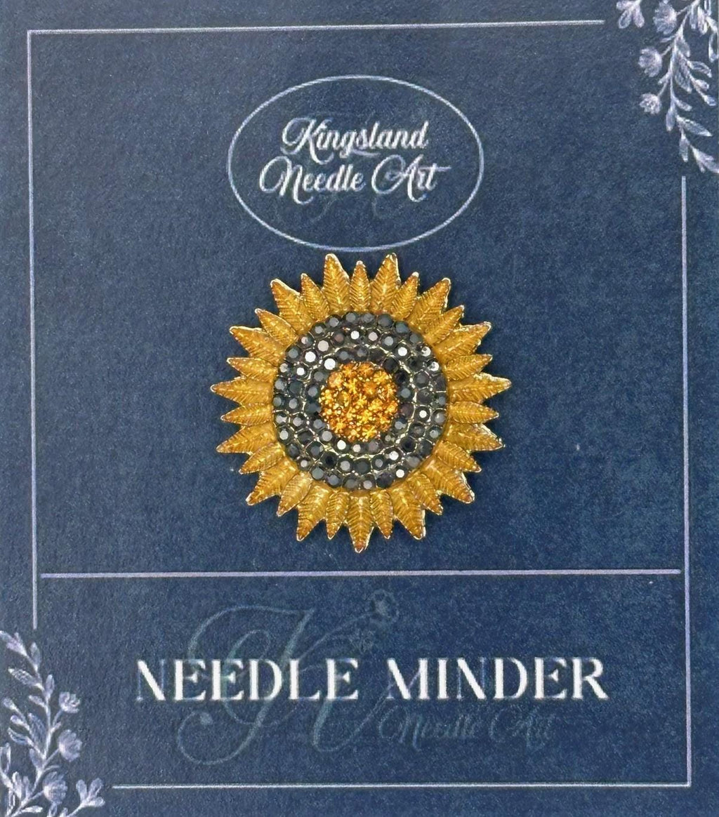 KINGSLAND NEEDLE MINDER ~ Sunflower Needle Minder, Needle Dock, Sparkling Rhinestones, Enamel Magnet, Needle Garage, Needleminder