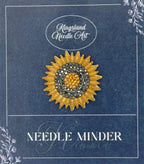KINGSLAND NEEDLE MINDER ~ Sunflower Needle Minder, Needle Dock, Sparkling Rhinestones, Enamel Magnet, Needle Garage, Needleminder
