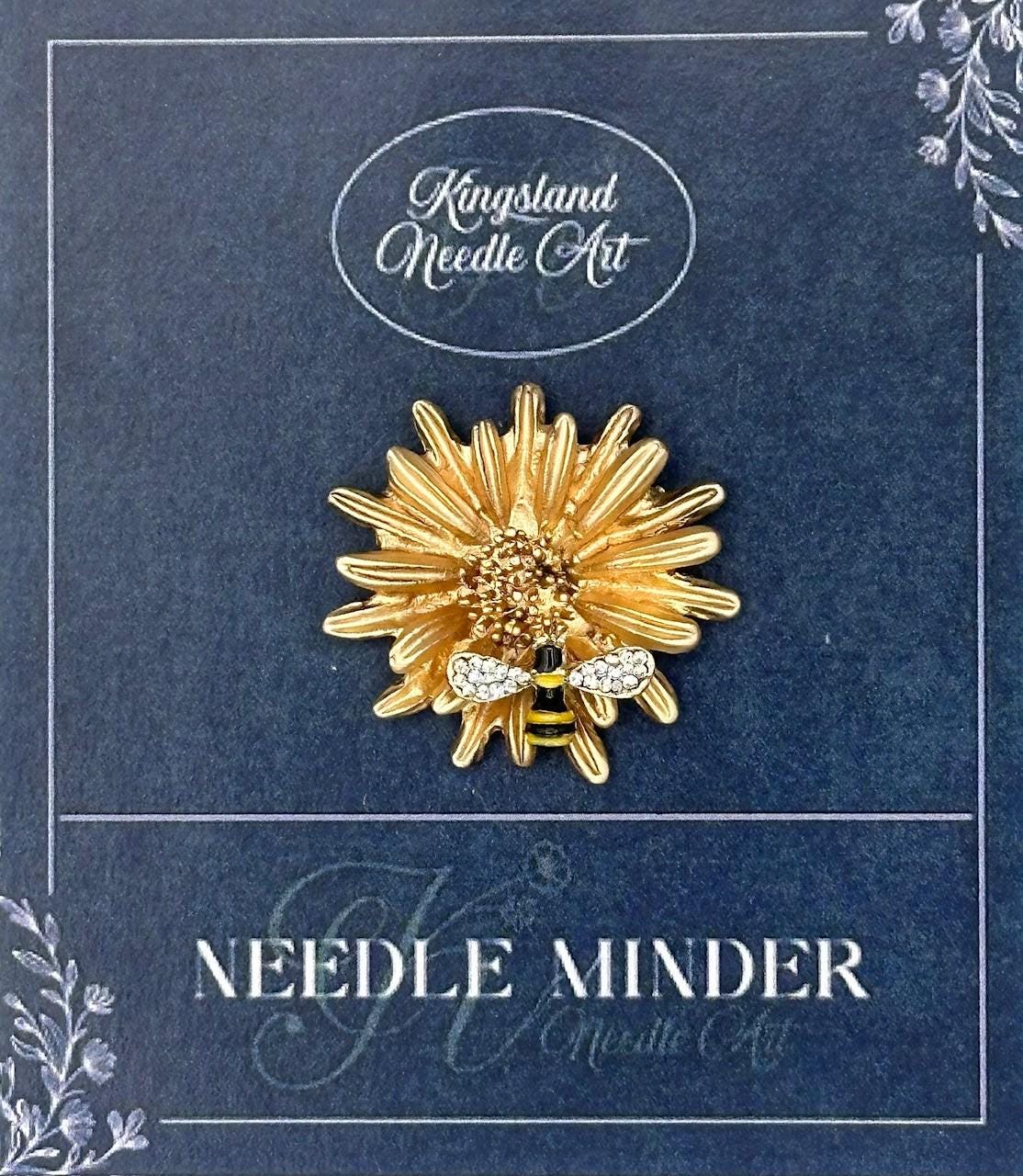 KINGSLAND NEEDLE MINDER ~ Sweet Daisy Bee Needle Minder, Needle Dock, Sparkling Rhinestones, Enamel Magnet, Needle Garage, Needleminder