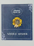 KINGSLAND NEEDLE MINDER ~ Sunflower with Bee Needle Minder, Needle Dock, Sparkling Rhinestones, Enamel Magnet, Needle Garage, Needleminder