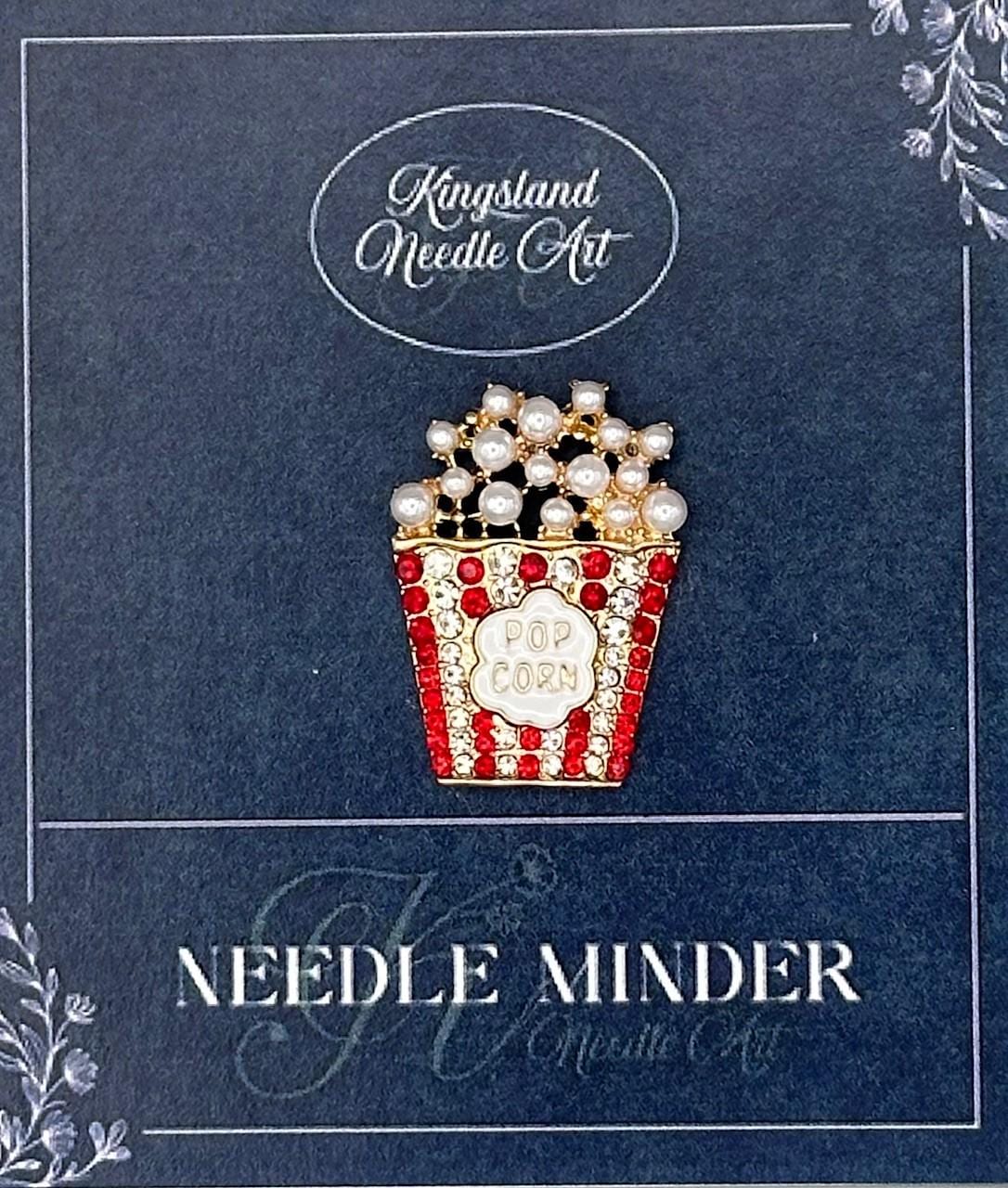 KINGSLAND NEEDLE MINDER ~ Small Popcorn Needle Minder, Needle Dock, Swarovski Crystals, Pearls, Enamel, Magnet, Needle Garage, Needleminder