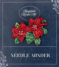 KINGSLAND NEEDLE MINDER ~ Poinsettia Flowers Needle Minder, Needle Dock, Crystal Enamel Magnet, Needle Garage, Needleminder