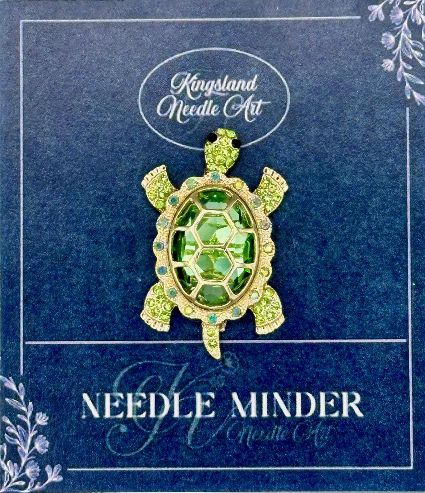 KINGSLAND NEEDLE MINDER ~ Green Gem Turtle Needle Minder, Needle Dock, Crystal Magnet, Needle Garage, Needleminder