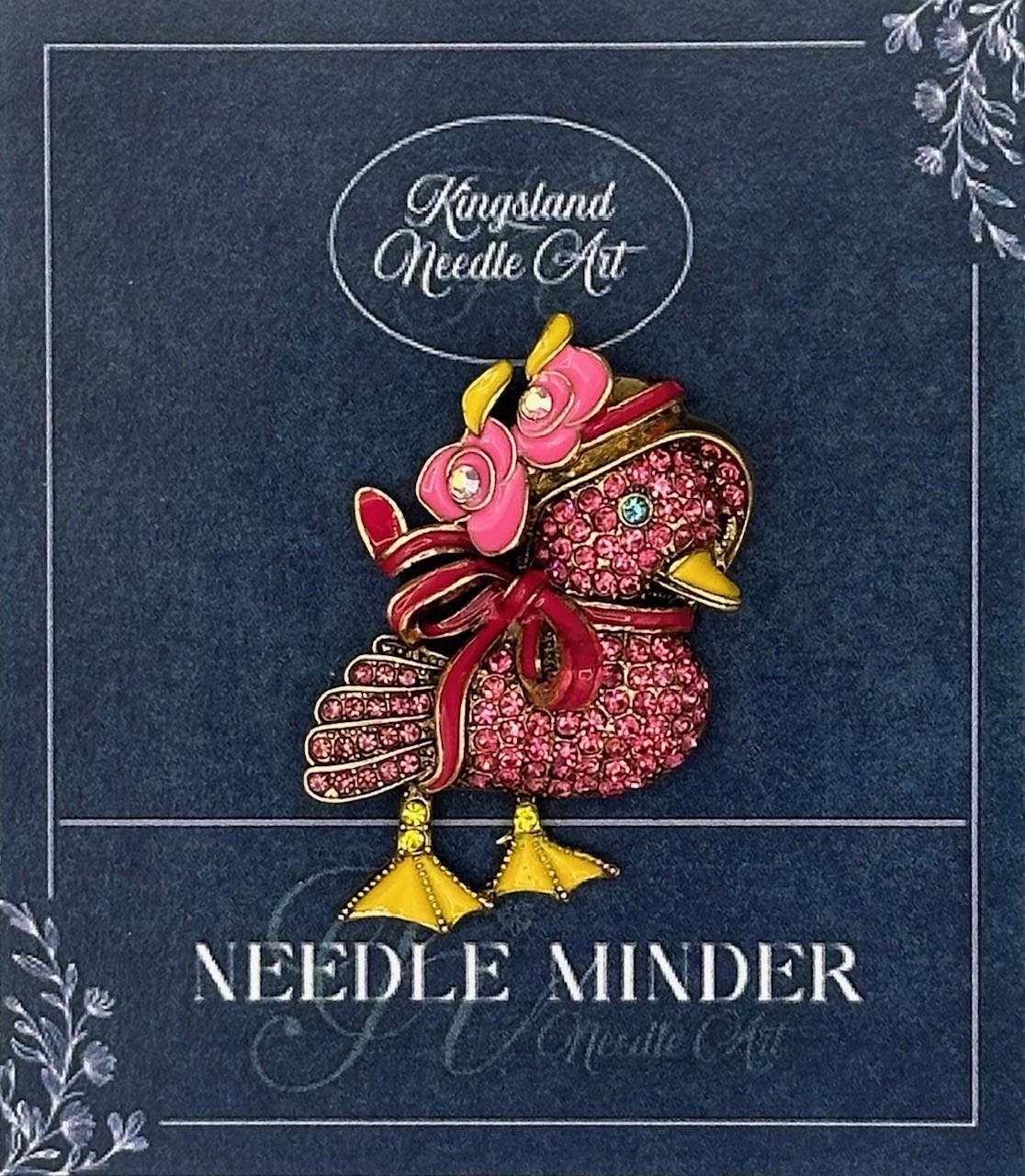 KINGSLAND NEEDLE MINDER ~ Pink Duck Needle Minder, Needle Dock, Swarovski Crystal Enamel Magnet, Needle Garage, Needleminder
