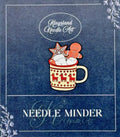 KINGSLAND NEEDLE MINDER ~ Reindeer Hot Chocolate Mug Needle Minder, Needle Dock, Enamel Magnet Needle Garage, Needleminder