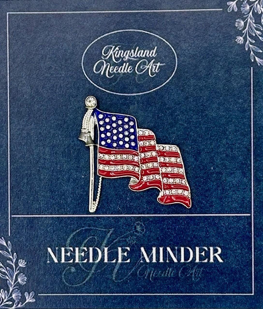 KINGSLAND NEEDLE MINDER ~ American Flag Needle Minder, Needle Dock, Magnet Needle Garage, Needleminder