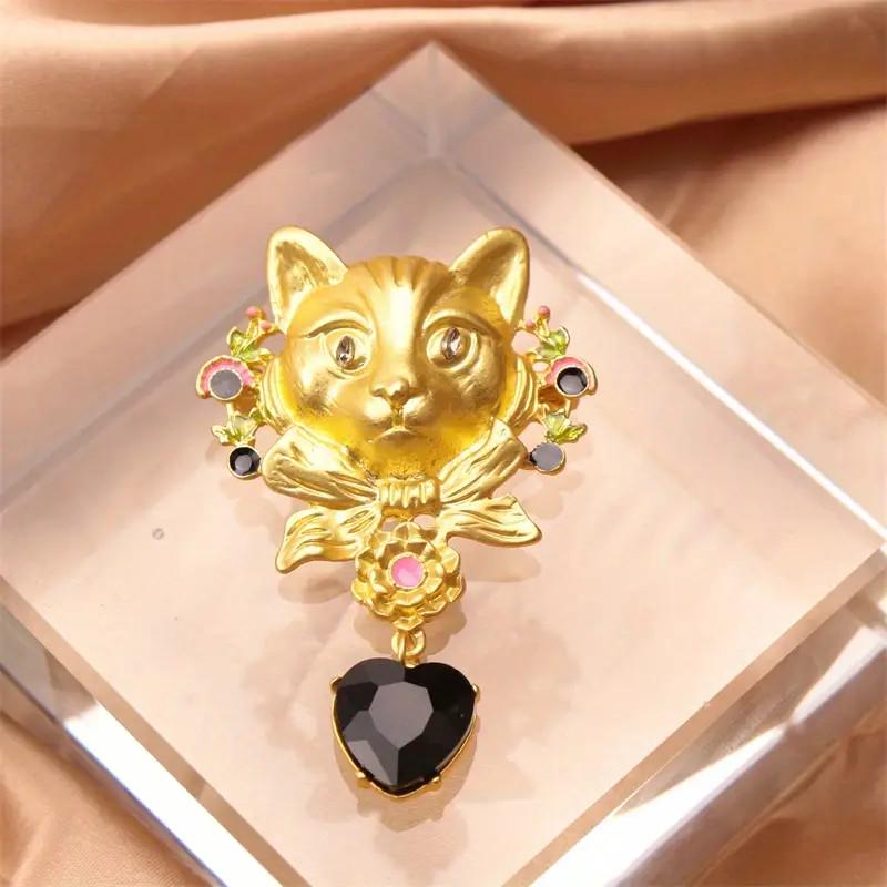 BROOCH ~ Matt Gold Cat Brooch ~ Jewelry, Gift, Pin