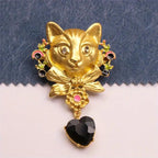 BROOCH ~ Matt Gold Cat Brooch ~ Jewelry, Gift, Pin