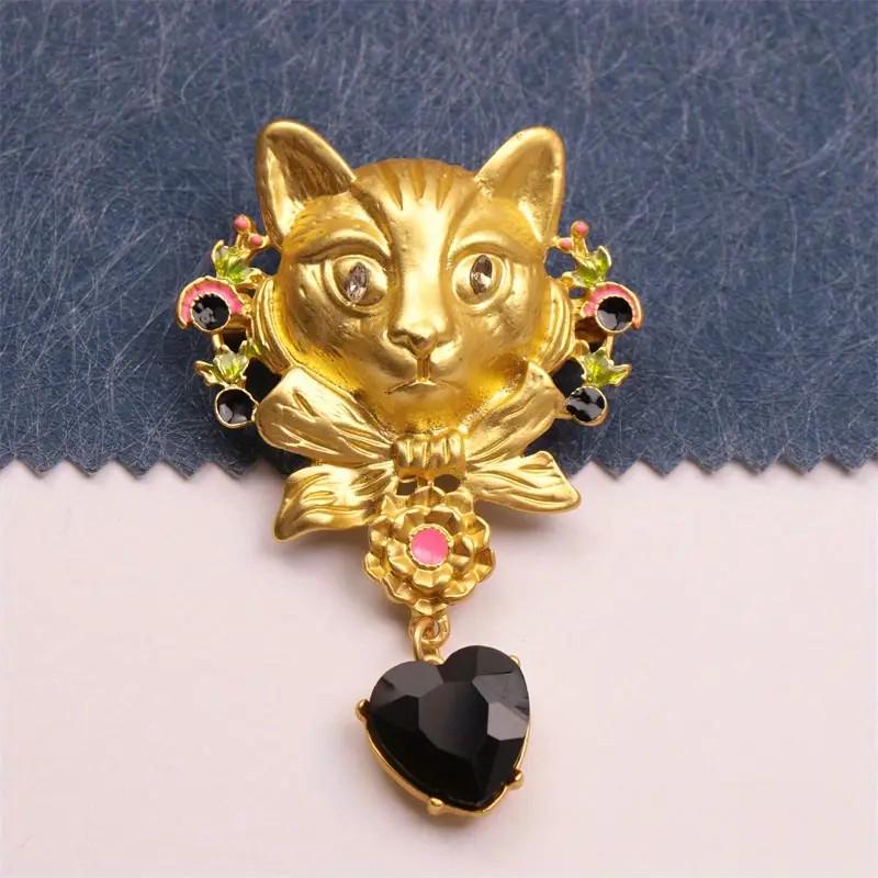 BROOCH ~ Matt Gold Cat Brooch ~ Jewelry, Gift, Pin