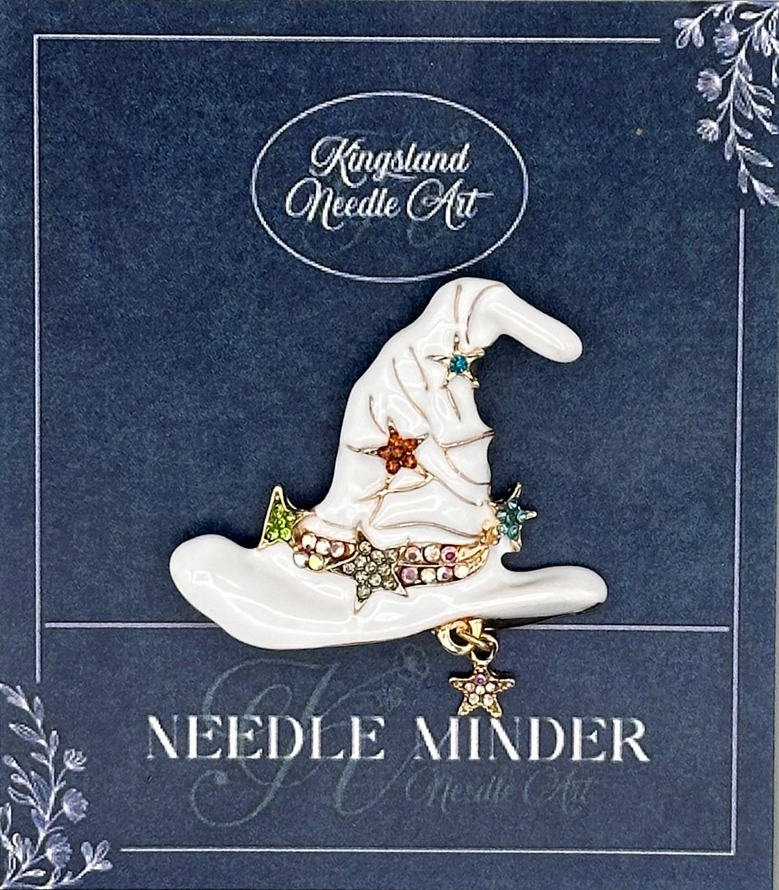 KINGSLAND NEEDLE MINDER ~ Glam White Witch Hat Needle Minder, Needle Dock, Needle Nanny, Canvas Magnet, Needle Garage, Needleminder